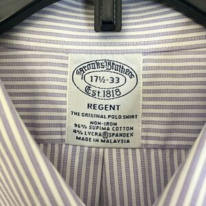 Brooks Brothers 17 1/2 -33 Supima cotton blend purple/white stripped dress shirt